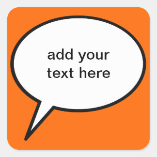 anpassbarer Cartoon-Sprechballon Quadratischer Aufkleber
