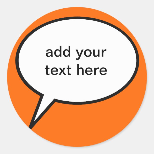 anpassbarer Cartoon-Sprechballon Runder Aufkleber (Vorderseite)