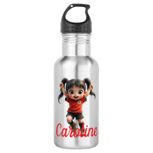 Anpassbarer Chibi-Stil Mädchen-Fußballspieler Edelstahlflasche