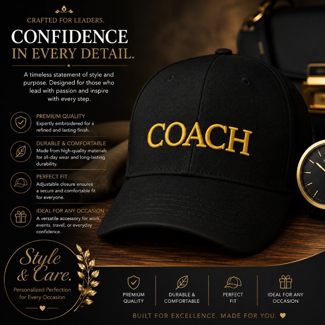 Anpassbarer COACH Bestickte Baseballkappe (Customizable COACH Embroidered Baseball Cap)