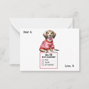 Anpassbarer Dachshund Valentinstag-Notiz Mitteilungskarte