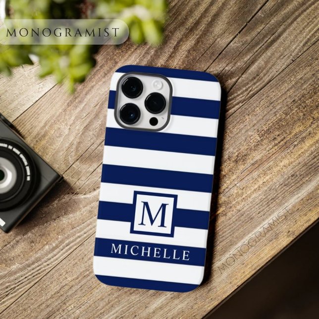 Anpassbarer dunkelblau-weißer Farbblock Case-Mate iPhone Hülle (Customizable Dark Navy Blue White Color block Case-Mate iPhone Case)