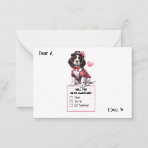 Anpassbarer English Springer Spaniel Valentinstag Mitteilungskarte