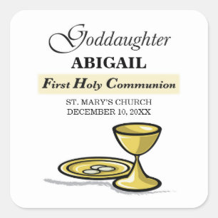 Anpassbarer, Firmpatin-First-Communion-Kelch Quadratischer Aufkleber