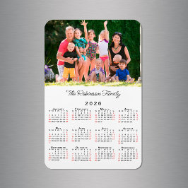 Anpassbarer Foto-Name 2026 Kalender Magnet