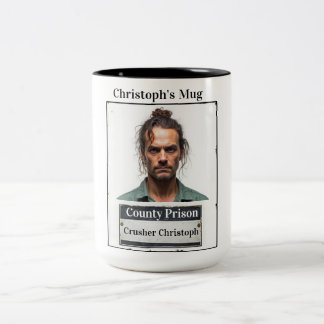 Anpassbarer Foto-Name Gefängnis Lustige Verbrecher Zweifarbige Tasse