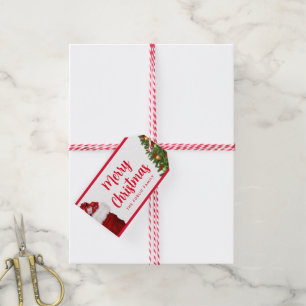 Anpassbarer froher Weihnachts-Text-Design Pine Tre Geschenkanhänger