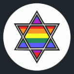 Anpassbarer Gay Pride Rainbow Star von David Runder Aufkleber<br><div class="desc">Anpassbarer Gay Pride Rainbow Star von David</div>