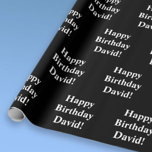 Anpassbarer Geburtstagstext Schwarz & Weiß Geschenkpapier