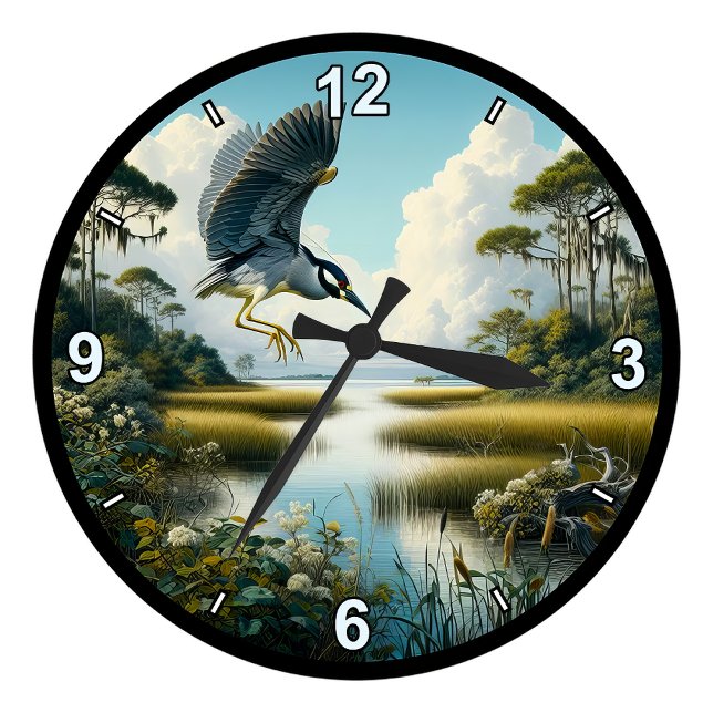 Anpassbarer Gelbkronenheron in 8 Stilen Runde Wanduhr (Von Creator hochgeladen)