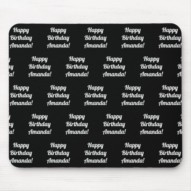 Anpassbarer glücklicher Geburtstagstext | Schwarz/ Mousepad (Vorne)