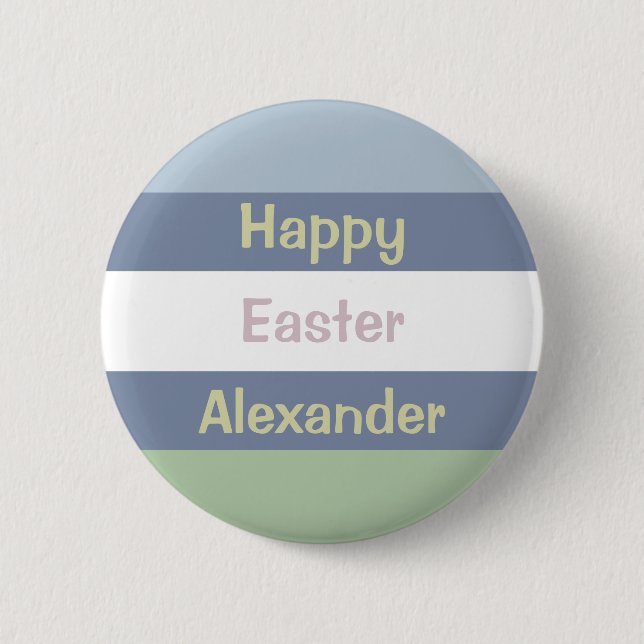 Anpassbarer glücklicher Ostertext Button (Vorderseite)