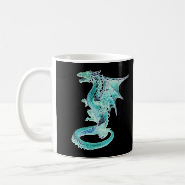 Anpassbarer Himmelblauer Drache Keramik Fantasy Kaffeetasse (Links)