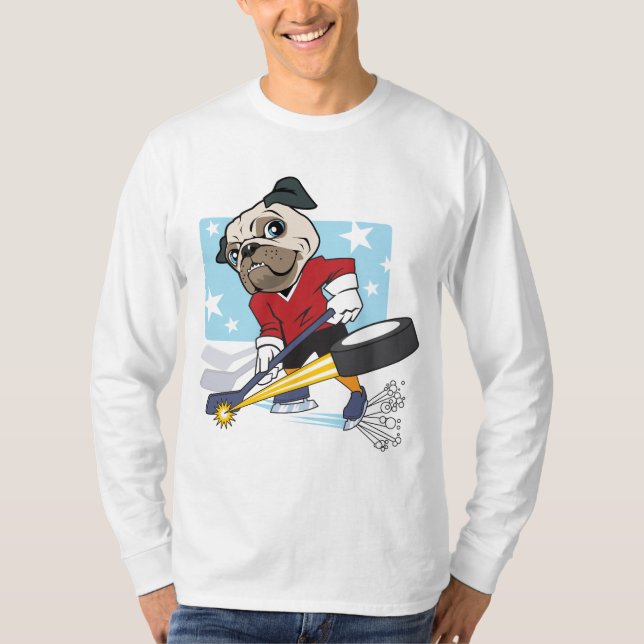 Anpassbarer Hockey-Mops T-Shirt (Vorderseite)