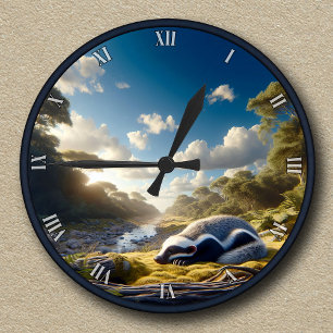 Anpassbarer Honigdachs  Runde Wanduhr