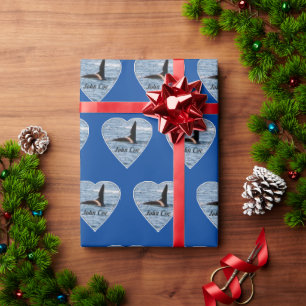 Anpassbarer John Coe Orca Killerwal Navy Blau  Geschenkpapier