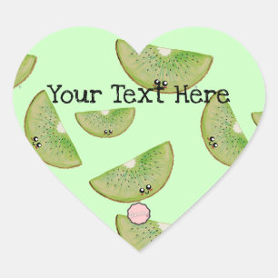 Anpassbarer Kawaii-Wasserfarbe-Kiwi-Herz-Aufkleber Herz-Aufkleber