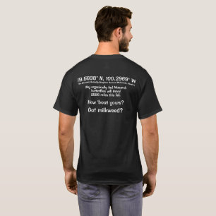 Anpassbarer Längen- und Breitengrad Monarch-Schmet T-Shirt
