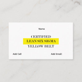 Anpassbarer Lean Six Sigma Yellow Belt Visitenkarte