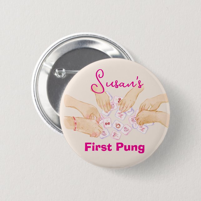 Anpassbarer Mahjong First Pung  Button (Vorne & Hinten)
