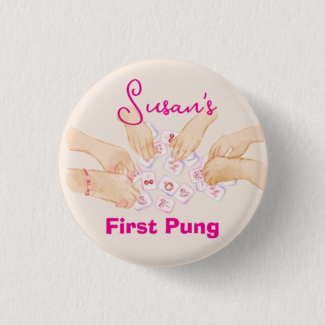 Anpassbarer Mahjong First Pung  Button (Vorderseite)