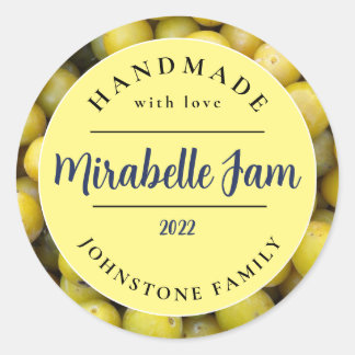 Anpassbarer Mirabelle-Marmelade-Aufkleber Runder Aufkleber