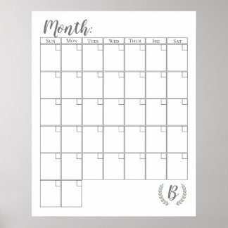 Anpassbarer Monogramm-Kalender Poster