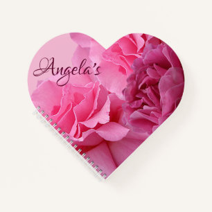Anpassbarer Name Angela Digital rosa Rosenblüten  Notizbuch