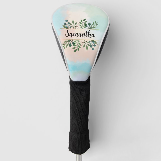 Anpassbarer Name bei der Gestaltung grüner Blätter Golf Headcover (Vorderseite)