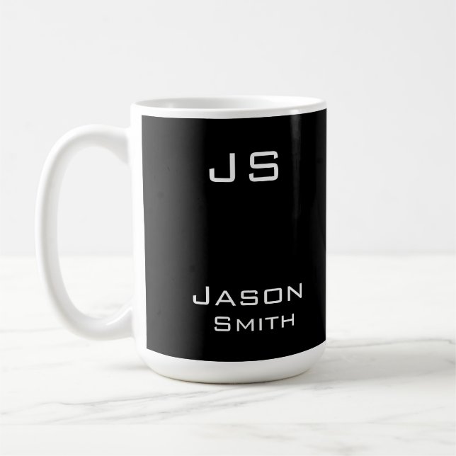 Anpassbarer Name, minimalistische Initialen Kaffeetasse (Links)