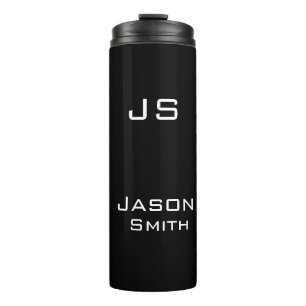 Anpassbarer Name, minimalistische Initialen Thermosbecher