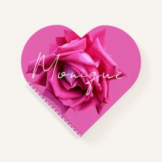 Anpassbarer Name Monique floral hübsche rosa Rose Notizbuch