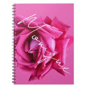 Anpassbarer Name Monique heiß rosa Rosen Blumen sp Notizblock