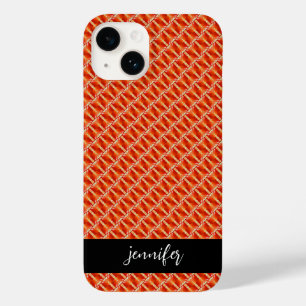 Anpassbarer Name Nahtloses orangefarbenes Muster Case-Mate iPhone 14 Hülle