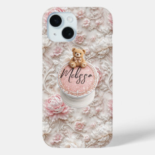Anpassbarer Name Teddy iPhone 15 Hülle & Grip