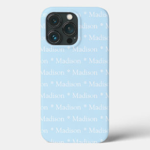 Anpassbarer Name, Text, hellblau weiß Case-Mate iPhone Hülle