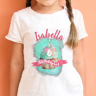 Anpassbarer Name und Alter Geburtstag Girl Cupcake T-Shirt