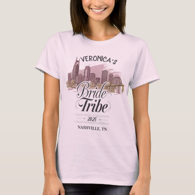 Anpassbarer Nashville Junggeselinnen-Abschied T -  T-Shirt (Vorderseite)