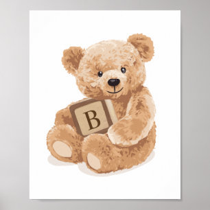Anpassbarer neutraler Teddybär mit Block Poster