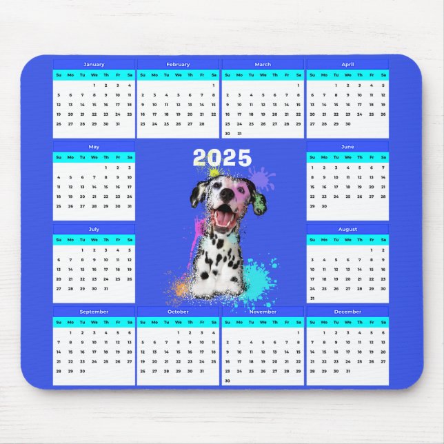Anpassbarer Niedlicher Dalmatiner-Dog-Kalender Mousepad (Vorne)