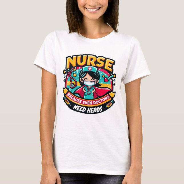 Anpassbarer Nurse Superhero Cape T - Shirt (Vorderseite)