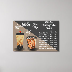 Anpassbarer Preisplan für Bubble-Tea-Boba-Donuts Leinwanddruck