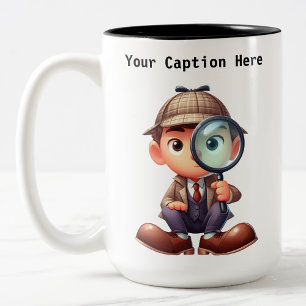 Anpassbarer Privatdetektiv-Cartoon-Mystery  Zweifarbige Tasse