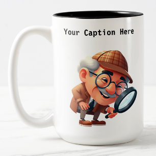 Anpassbarer Privatdetektiv-Cartoon-Mystery  Zweifarbige Tasse
