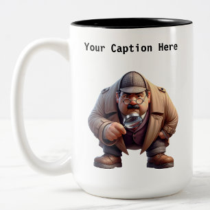 Anpassbarer Privatdetektiv-Cartoon-Mystery Zweifarbige Tasse