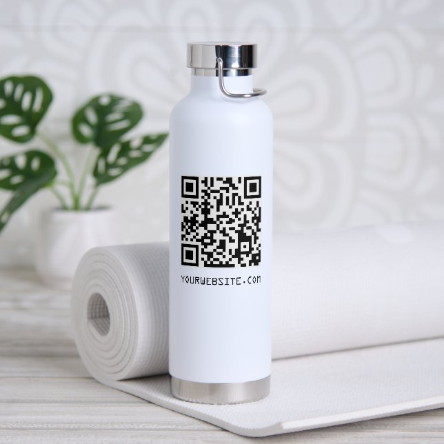 Anpassbarer QR-Code Ihr Webseitenlink Trinkflasche (Yoga)