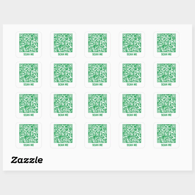 Anpassbarer QR-Code SCAN ME Green Square Sticker (Blatt)