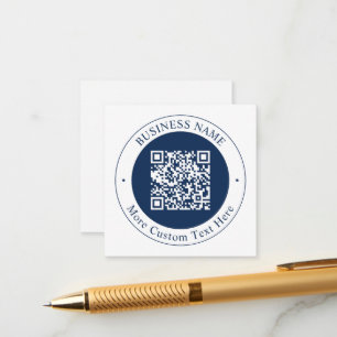 Anpassbarer QR-Code & Text Dunkles Marineblau Begleitkarte