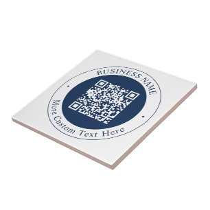 Anpassbarer QR-Code & Text   Dunkles Marineblau Fliese