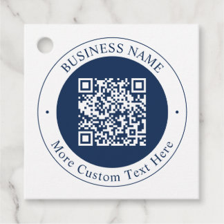 Anpassbarer QR-Code & Text | Dunkles Marineblau Geschenkanhänger